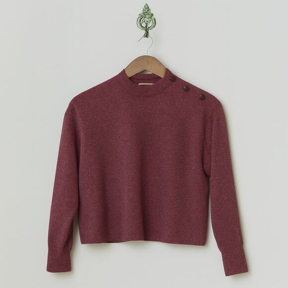 Lush Women’s Small Burgundy Mock Neck Pullover Lightweight Long Sleeve Top - Picture 1 of 10